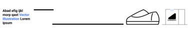 Soyut spor ayakkabı tasarımı, iki paralel çizgi, minimalist metin. Moda, markalaşma, web sitesi başlıkları, ürün reklamları, minimalist tasarım, grafik tasarımı, ticari kullanım için ideal. İniş sayfası