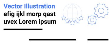 Küre, dişli ve metin elemanlarının açık yer tutucuları var. İş, teknoloji, eğitim, sunumlar, bilgi grafikleri, web siteleri ve pazarlama iniş sayfası için ideal