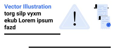 Uyarı işareti, yer tutucu metin ve işaretli iki belge. Web siteleri, uygulamalar, iş sunumları, eğitim materyalleri, bilgi grafikleri, pazarlama içeriği, uyarı uyarıları için idealdir. İniş