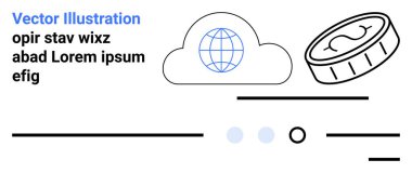 Küresel bulutlar, madeni para simgesi. Bulut hesaplama, dijital para birimi, çevrimiçi işlemler, fintech, küresel ödeme, teknoloji entegrasyonu, finansal hizmetler için ideal. İniş sayfası