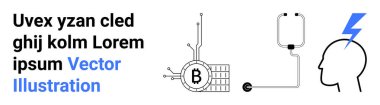 Kablolarla beyne bağlı Bitcoin sembollü devre kartı. Kripto para birimi, yapay zeka, teknoloji, yenilik, engelleme zinciri, dijital para birimi ve gelecekteki teknoloji için ideal. İniş