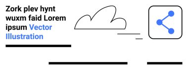 Bulut, mavi paylaşım simgesi, metin tutucular ve satırlar. Web tasarımı, blog yazma, sosyal medya, eğitim materyalleri, sunumlar, bilgi grafikleri ve pazarlama içeriği için idealdir. İniş sayfası
