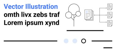 Bir ağaç diyagramı, katmanlı metin ve çeşitli çizgiler ve dairelerle vektör görüntüsü, temiz, modern bir web tasarımını taklit ediyor. Web siteleri, broşürler, sunumlar, arayüzler, eğitim materyalleri için ideal