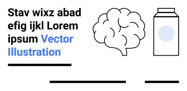 Cesur metin, beyin grafiği ve süt kutusundan oluşan yaratıcı bir vektör. Eğitim, sağlık, beslenme, akıl sağlığı, pazarlama, teknoloji ve daha fazlası için ideal. İniş sayfası için mükemmel