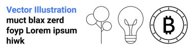 Ampul ikonu, stilize ağaç ve Bitcoin sembolü teknolojiyi, sürdürülebilirliği ve kripto para birimini vurgular. Teknoloji girişimleri, çevre girişimleri, fintech, yenilenebilir enerji, engelleme zinciri için ideal