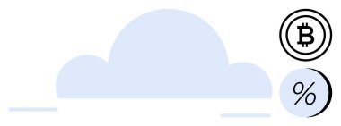 Bitcoin ile bulut hesaplama sembolü ve yüzde simgeleri dijital finansı vurguluyor. Fintech, bulut hizmetleri, kripto para birimi, finansal analiz, çevrimiçi işlemler, yatırım, bankacılık için ideal