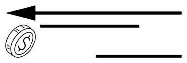 Okun yanında dolar işareti olan sikke finansal tercihleri, yönü ya da büyümeyi simgeliyor. Finans, ekonomi, ilerleme, yatırım, strateji, minimalizm soyut çizgi düz metaforu için ideal