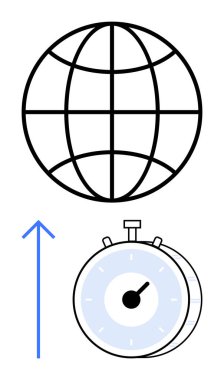 Yukarıdaki kronometrede küresel hız, verimlilik ve ilerleme olduğunu gösteriyor. Teknoloji, ağ oluşturma, yenilik, zaman yönetimi, üretkenlik büyüme soyut çizgisi için ideal
