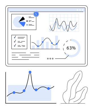 Grafikler, arayüz analizi grafikleri, grafik çizelgesi istatistikleri, gösterge paneli. İş, finans, teknoloji, veri bilimi, yönetim ve eğitim için ideal. Satır metaforu