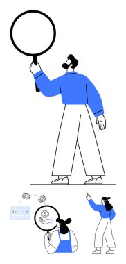 Profesyoneller belgeler, veri tabloları ve eğilimleri incelemek için büyüteç kullanıyorlar. İş analizi, araştırma, keşif, büyüme, soruşturma, verimlilik finans kavramları için ideal