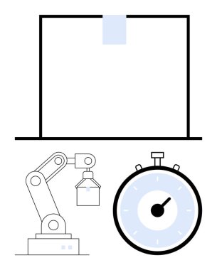 Robot kol kronometre mekanizması. Otomasyon, endüstri, üretkenlik, teknoloji, verimlilik, üretim, hassasiyet çizgisi metaforu için ideal