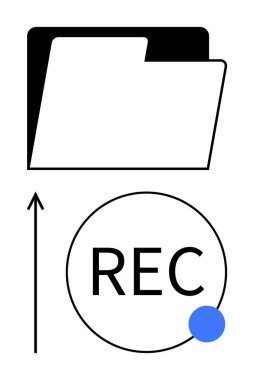 Dizin yukarı doğru ok ile birlikte yukarı doğru mavi nokta ile daire içinde. Organizasyon, kayıt, dijital depolama, yönetim, verimlilik, verimlilik ve minimalizm için ideal. Satır metaforu