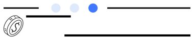Döviz sembollü sikke, yatay çizgiler ve gradyan mavi gölgelerde noktalar. Finans, tasarruf, işlemler, para değişimi, modern tasarım, sadelik düz çizgi metaforu için ideal
