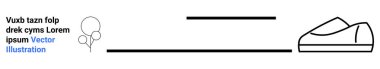 Ayakkabı hatları, üç balon ve metin minimalist tarzda basit bir düzen oluşturur. Moda, e-ticaret, eğlenceli tasarımlar, modern dekor, pazarlama, grafik tasarım ve moda temaları için ideal