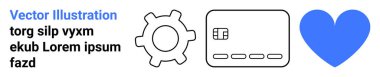 Vites simgesi, kredi kartı ve mavi kalp şekli finansal teknoloji ve uygulama gelişimini temsil etmektedir. Fintech, uygulama tasarımı, çevrimiçi ödemeler, teknoloji, dijital hizmetler, finansal