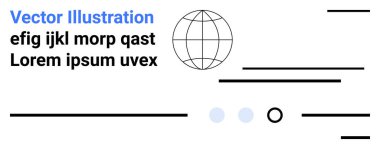 Şebeke küresi, yer tutucu metin, yatay çizgiler, dairesel ve dikdörtgen şekiller. Modern, temiz, minimalist, teknoloji odaklı, iniş sayfası, kullanıcı arayüzü ve web tasarımı için ideal. İniş sayfası