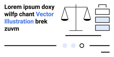 Lorem ipsum metin, denge ölçeği ve yasal ve organizasyonel temaları temsil eden veri simgeleri. Hukuk, adalet, veri görselleştirme, minimalizm, modern tasarım, iş çözümleri için idealdir. İniş sayfası