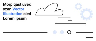 Bulut ana hatları, vitesler, soyut çizgiler ve metin açık mavi aksanlı minimal tasarım ile birleştirilmiş. Teknoloji temaları için ideal, basitlik, modern estetik, teknoloji, soyut, temiz tasarım