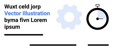 Kronometre, dişli ve metin elemanları zaman yönetimi, verimlilik ve teknoloji kavramlarını çağrıştırıyor. İş stratejisi, başlangıç girişimleri, üretkenlik uygulamaları, süreç optimizasyonu ve proje için ideal