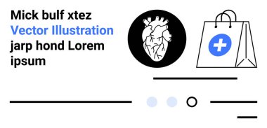 Kalp ikonu, sağlık çantası ve metin öğeleri. Tıbbi, kardiyoloji, sağlık, çevrimiçi mağazalar, eğitim içeriği, bilimsel yayınlar ve iniş sayfaları için ideal. İniş sayfası