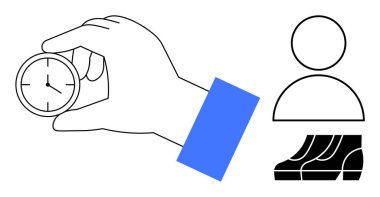 Bir cep saati, bir kişinin sembolü ve yükselen basamaklar. Zaman yönetimi, dakiklik, ilerleme, kendini geliştirme, hedefe yönelik kişisel gelişim için idealdir. Soyut