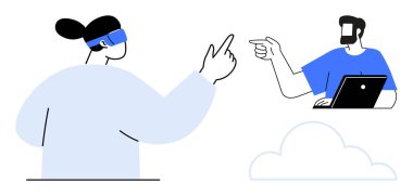 İki insan dijital ortamda gelişmiş gerçekliği kullanarak etkileşime geçiyor, biri VR donanımlı, diğeri ise uzaktan bilgisayar kullanıyor. Takım çalışması, dijital yenilik, uzaktan çalışma, teknoloji entegrasyonu için ideal