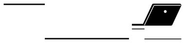 Açık dizüstü bilgisayarı ve yatay çizgileri olan siyah ve beyaz minimalist tasarım. Çalışma, üretkenlik, teknoloji, modern yaşam tarzı, iş, iletişim, uzak çalışma için ideal. Temiz çizgiler oluştur