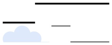 Pürüzsüz, siyah yatay çizgileri olan mavi bulut düzgün veri akışını, iletişimi ve organizasyonu simgeliyor. Ağ oluşturma, bulut depolama, basitlik, modern tasarım, teknoloji temaları, iletişim için ideal