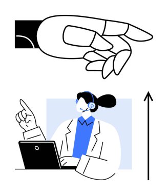 Dizüstü bilgisayarı yukarı doğru olan el bilgisayarı uzmanı takım çalışması dijital iletişim büyümesini gösteriyor. İş, teknoloji, yenilik, strateji, liderlik, ilerleme ve bağlantı için idealdir. Satır metaforu