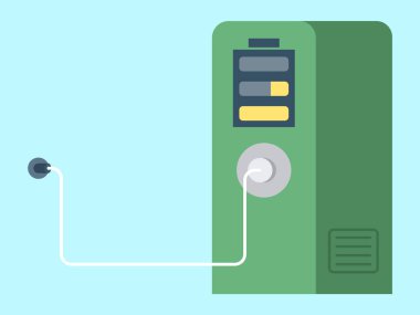 Batarya şarj vektör simgesi. Şarj ediliyor, kusursuz ve verimli şarj ediliyor. Elektrikli bisiklet tam şarjlı ve güvenilir elektrikli araba şarj cihazıyla gitmeye hazır olsun. Çevre dostu sürdürülebilir ulaşım