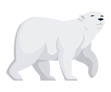 White polar bear vector wildlife representative in flat style. North Pole Arctic animal icon. Winter, zoo logo design element. Climate change concept. Powerful mammal symbol of strength and wilderness clipart