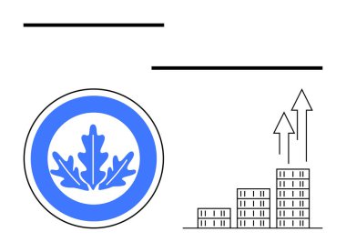 Mavi meşe yaprağı rozeti, yukarı doğru oklu sürdürülebilirliği, büyümeyi, yeşil mimariyi ya da ekolojik girişimleri sembolize eder. Çevre, ilerleme, enerji ve kentsel kalkınma için ideal