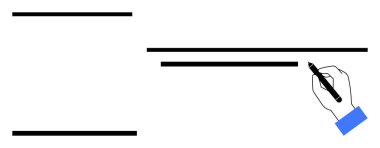 Yatay çizgilerde el ele yazması, belge oluşturmayı, düzenlemeyi, organizasyonu veya not almayı sembolize eder. Yazmak, öğrenmek, üretkenlik, iletişim planlama yaratıcılığı için ideal