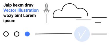 Soyut elementler arasında mısır illüstrasyonu, bulut, satır, metin ve daireler yer alır. Tarım, hava durumu, teknoloji arayüzleri, grafik tasarım projeleri eğitim materyalleri modern sanat kullanıcısı için idealdir