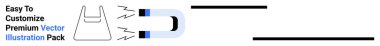 Dinamik çizgileri olan mıknatıslı nesneler, kişiselleştirilebilir metinle tamamlanır. Pazarlama, fizik kavramları, cazibe, markalaşma, manyetik alanlar, tasarım şablonları, düz iniş sayfası afişi için ideal