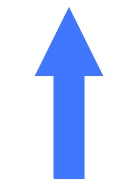 Yukarı bakan kalın mavi ok. Navigasyon, yön, ilerleme, hareket, büyüme, pozitiflik ve rehberlik temaları için idealdir. Sunumlarda, web sitelerinde ve pazarlama materyallerinde kullanışlı