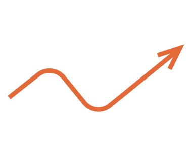 Turuncu kıvrımlı ok yukarı doğru, büyümeyi, ilerlemeyi, başarıyı ve gelişmeyi simgeliyor. İş, finans, analiz trendleri için ideal liderlik motivasyonu. Düz renk simgesi