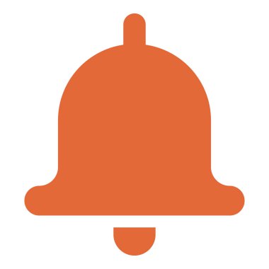 Turuncu çan uyarıları, uyarıları, hatırlatıcıları ve güncellemeleri vurguluyor. İletişim, zaman yönetimi, mesajlaşma, dijital kullanıcı arayüzü programlama görevi için ideal. Düz renk simgesi