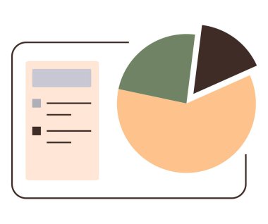 Kart listeleme noktaları olan üç bölüme ayrılmış pasta grafiği. Analiz, istatistik, iş, sunum, finans, eğitim, veri görselleştirme için ideal. Düz renk simgesi