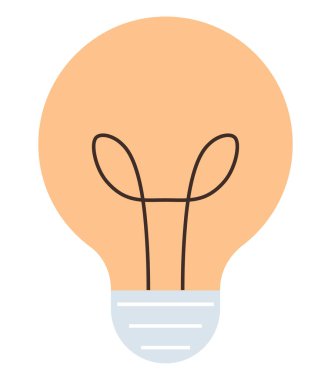 Minimalist ampul, temiz ve düz tasarlanmış. Konseptler için ideal yenilik, yaratıcılık, enerji, fikirler, bilgi, teknoloji sürdürülebilirliği. Düz renk simgesi