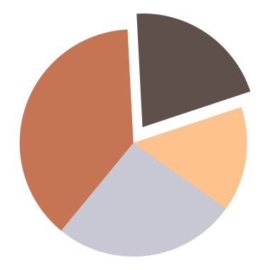 Dairesel pasta grafiği veri dağılımı için farklı boyutlarda ve renklerde dört segmente bölünmüştür. İş, analitik, strateji, karşılaştırma, raporlama, eğitim, bilgi grafikleri için idealdir. Düz renk