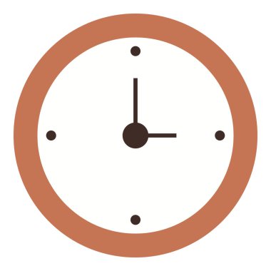 Kahverengi dairesel çerçeveli temiz analog saat, siyah eller ve saat işaretleri. Zaman, zamanlama, dakiklik, verimlilik, organizasyon verimliliği için ideal. Düz renk simgesi
