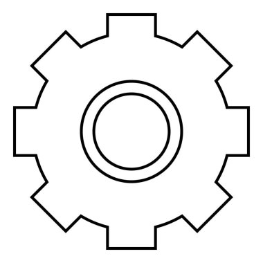 Sekiz dişli ve merkezi çemberli, temalar için ideal teknoloji, mühendislik, makine, ayarlar, otomasyon, endüstri ve sistem. Basit siyah taslak. İniş sayfası