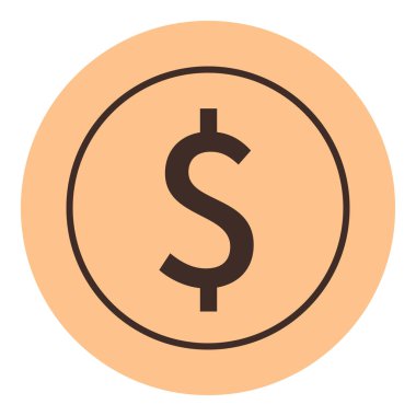 Bej arka planda çizilmiş basit bir çemberin içindeki siyah dolar işareti. Finans, bankacılık, bütçe, yatırım, ticaret, ekonomi, para birimi için idealdir. Düz renk simgesini temizle