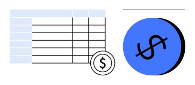 Çoklu satır ve sütunlara sahip hesap tablosu. Önde gelen dolar işaretleri işaretli verilerin yanında daire şeklinde. Finans, bütçe, ekonomi, iş analizi, muhasebe, veri örgütü için ideal