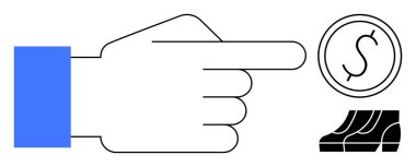 İşaret parmağı bir madeni parayı ve yükselen grafiği işaret ediyor. Bu da finansal büyümeyi simgeliyor. İş, finans, yatırımlar, pazarlama, ekonomik eğilimler ve başarı stratejileri için ideal