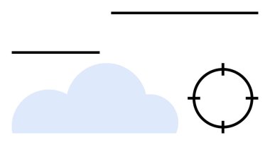 Bulut şekli, hedefli navigasyon aracı ve yatay çizgiler. Teknoloji, bulut hizmetleri, navigasyon, hedefleme, proje planlama, veri görselleştirme stratejileri için idealdir. Satır metaforu