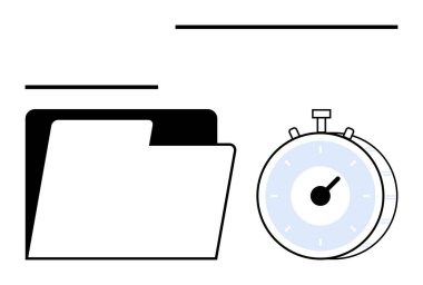 Verimliliği ve son teslim tarihi yönetimini gösteren bir kronometrenin yanındaki dizin simgesini aç. Zaman yönetimi, verimlilik, dosyalama sistemi, dijital organizasyon, iş akışı optimizasyonu, zamanlaması için ideal