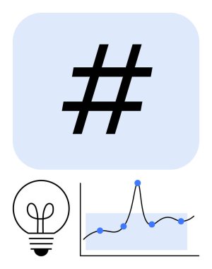 Mavi aksanlı veri grafiği ve ampul etiketi. Sosyal medya, yenilik, analitik, teknoloji, yaratıcılık, trendler, pazarlama için idealdir. Satır metaforu