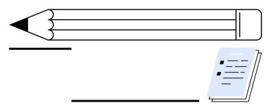 Kalem, işaretli kutular ve satırlarla aynı hizaya getirildi. Eğitim, yaratıcılık, planlama, üretkenlik, ofis işi, atamalar, soyut düz metafor için ideal